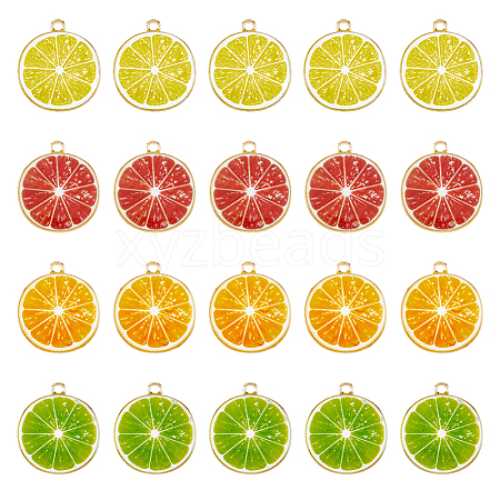 DICOSMETIC 40Pcs 4 Colors Light Gold Alloy Enamel Pendants ENAM-DC0001-16-1