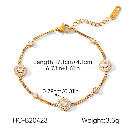 Brass Crystal Rhinestone Geometric Link Chain Bracelets for Women WGE9475-01-1