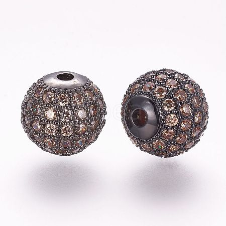 Brass Micro Pave Cubic Zirconia Beads ZIRC-G092-23B-08-1