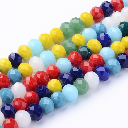 Electroplate Pearl Luster Plated Imitation Jade Glass Faceted Rondelle Beads Strands EGLA-F020-02-10mm-1