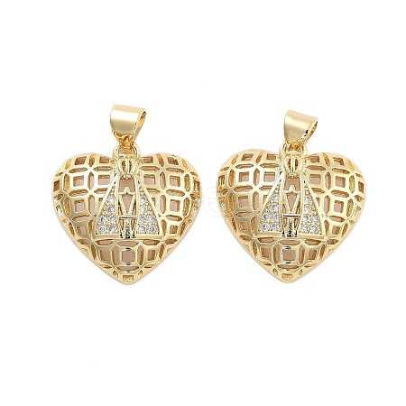 Brass Pave Clear Cubic Zirconia Pendants KK-U009-05F-G-1