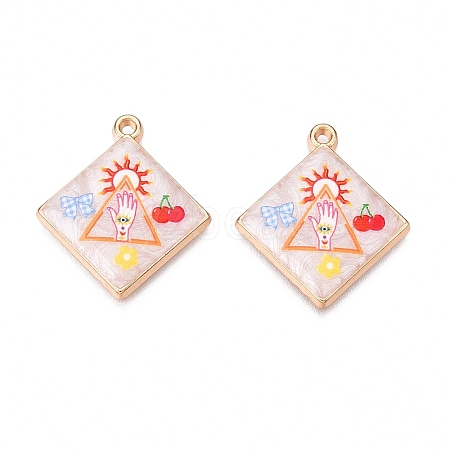 Printed Rack Plating Alloy Enamel Pendants ENAM-T020-05D-1