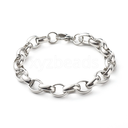 Non-Tarnish Men's 304 Stainless Steel Rolo Chain Bracelets BJEW-JB06673-02-1