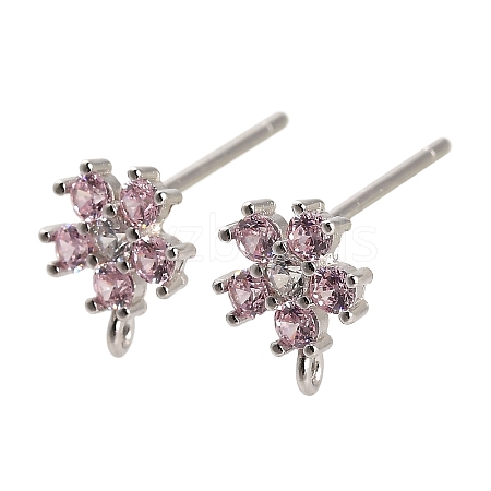 Rhodium Plated 925 Sterling Silver Ear Stud Findings STER-F058-01P-03-1