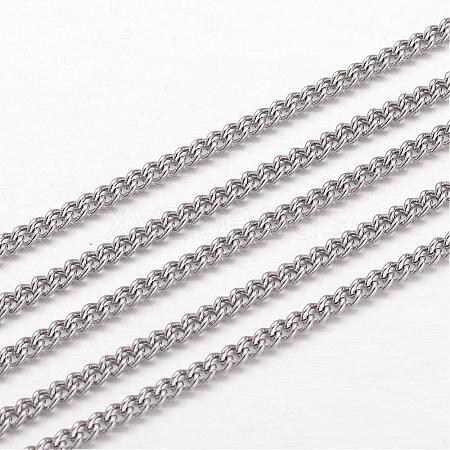 Tarnish Resistant 304 Stainless Steel Curb Chains CHS-K004-04P-0.6mm-1