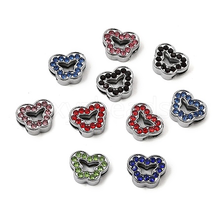 Alloy with Rhinestone Slide Charms RB-NH0002-03P-1