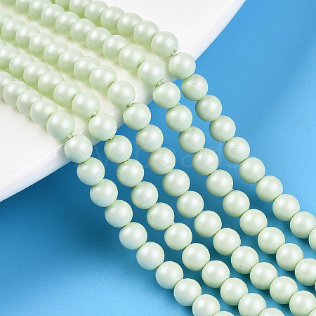 Baking Painted Pearlized Glass Pearl Bead Strands HY-N002-4mm-B02-1