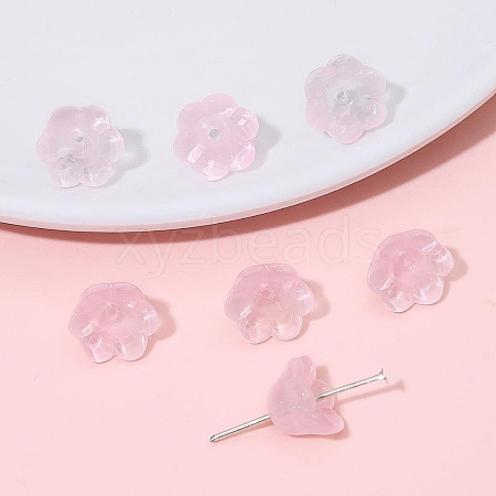 10Pcs Gradient Color Transparent Glass Bead Caps PW-WG464DA-09-1
