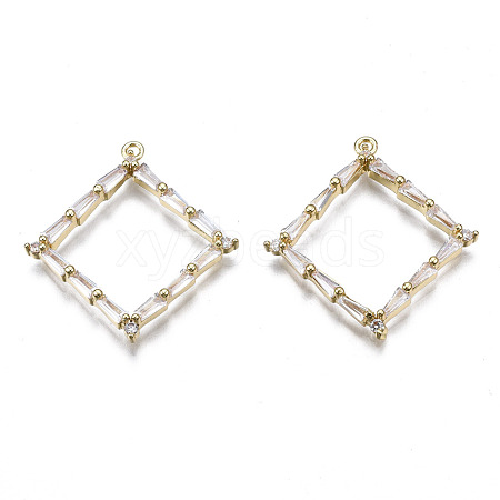 Brass Inlaid Clear Cubic Zirconia Pendants ZIRC-S069-035G-1