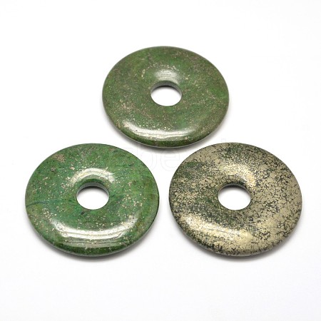 Donut/Pi Disc Natural Dyed Pyrite Pendants G-I125-42-1