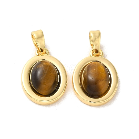 Natural Tiger Eye Pendants KK-H461-05G-1