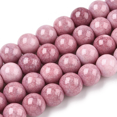 Opaque Crackle Glass Round Beads Strands GLAA-T031-10mm-01X-1