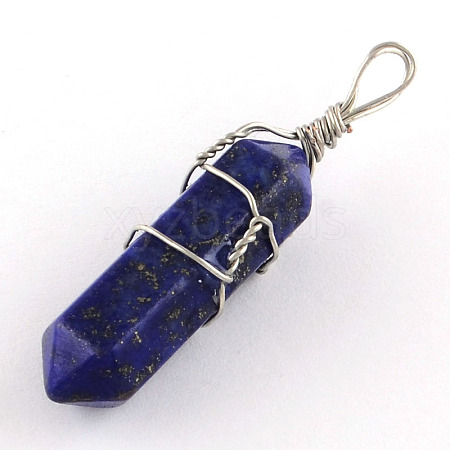 Dyed Natural Lapis Lazuli Stone Double Terminated Pointed Pendants G-R278-45-1