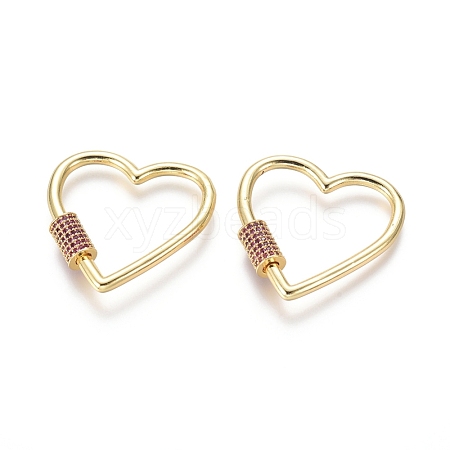 Brass Micro Pave Cubic Zirconia Screw Carabiner Lock Charms ZIRC-I031-11G-02-1