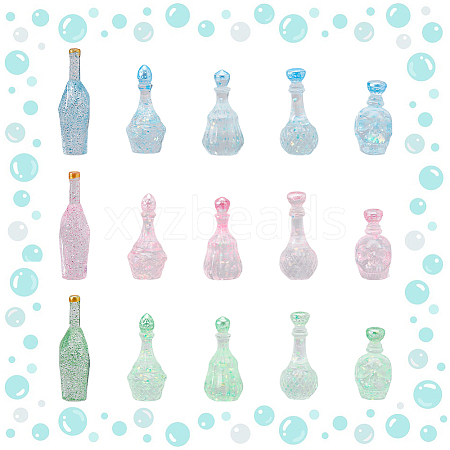 SUPERFINDINGS 30Pcs 15 Styles Dummy Bottle Transparent Resin Cabochon RESI-FH0001-52-1