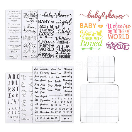 Globleland 6 Sheets 6 Styles Word PVC Plastic Stamps DIY-GL0004-99-1