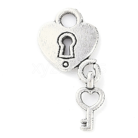 Tibetan Style Padlock and Key Alloy Pendants TIBEP-A11221-AS-NR-1