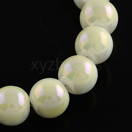 Electroplate Imitation Jade Glass Round Bead Strands EGLA-Q047-8mm-07E-1