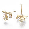 Brass Micro Pave Clear Cubic Zirconia Stud Earring Findings KK-N232-03-NF-3