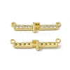 Rack Plating Brass Micro Pave Clear Cubic Zirconia Connector Charms KK-C007-37G-F-2