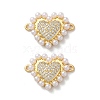 Brass Micro Pave Clear Cubic Zirconia Heart Links KK-M287-02G-1