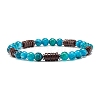 Natural Chalcedony & Synthetic Non-magnetic Hematite Beads Energy Stretch Bracelets Set BJEW-JB07142-03-3