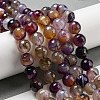 Faceted Natural Banded Agate Beads Strands G-F447-12mm-O07-2