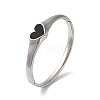 Heart 304 Stainless Steel Pave Shell Hinged Bangles for Women BJEW-I315-21P-02-1