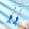 Glass & Shell Dangle Earrings EJEW-MZ00160-02-2