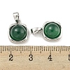 Dyed Natural Green Agate & Brass Square Charms KK-Q820-32P-3