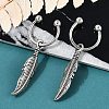 Feather 316 Surgical Stainless Steel Dangle Half Hoop Earrings for Women EJEW-G416-46AS-1