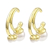 Rack Plating Brass Cuff Earrings with Plastic Pearl Beaded EJEW-D069-03G-1