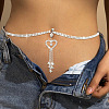 Alloy Full Crystal Rhinestone Heart Dangle Bell Button Ring Tassel Waist Chains WGAC653-01-2