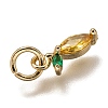 Brass Micro Pave Gold & Green Cubic Zirconia Charms X-ZIRC-I051-07G-3