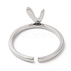 2Pcs 2 Style Rack Plating Brass Heart Open Cuff Rings Set RJEW-R137-03-7