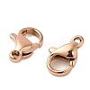 Ion Plating(IP) 304 Stainless Steel Lobster Claw Clasps STAS-AB11-RG-2