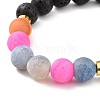 Natural Weathered Agate(Dyed) & Lava Rock Round Beaded Stretch Bracelet BJEW-JB08501-2
