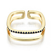 Brass Micro Pave Cubic Zirconia Cuff Rings RJEW-S045-55B-G-NR-2