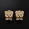 Bear Brass Micro Pave Clear Cubic Zirconia Stud Earrings EJEW-B131-05G-2