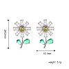 Flower Brass Cubic Zirconia Stud Earrings UQ2632-4