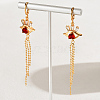 Fashionable Classic Brass Cubic Zirconia Eye Tassel Hoop Earrings MP5699-2