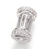 Hollow Brass Micro Pave Clear Cubic Zirconia Beads ZIRC-L085-53P-2