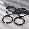 4Pcs 4 Style Heart & Round & Flat Round Alloy & Natural Lava Rock Beaded Stretch Bracelets Set for Women BJEW-JB09365-2