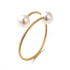 Plastic Imitation Pearl Round Beaded Cuff Bangle X-BJEW-P310-07G-2