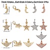 CREATCABIN 18Pcs 3 Style Brass Clear Micro Pave Cubic Zirconia Charms ZIRC-CN0001-01-2