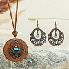 Bohemian Alloy Enamel & Wood Pendant Necklaces & Dangle Earrings Sets WG0DDDA-03-1