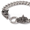 Tarnish Resistant 201 Stainless Steel Curb Chains Bracelet with Wolf Clasp for Women BJEW-E107-06P-4