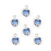 Heart Brass Glass Charms KK-S385-01S-10-1