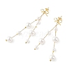 Shell Pearl Round Beaded Tassel Earrings EJEW-TA00816-4
