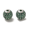 Rhodium Plated 925 Sterling Silver Micro Pave Cubic Zirconia Beads STER-H110-24C-03P-1